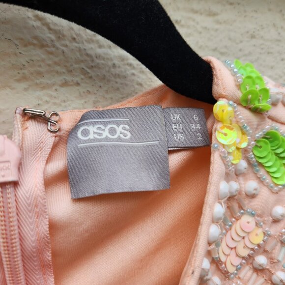 ASOS Chiffon Caped Sequin Bodice Mini Dress - Picture 6 of 7